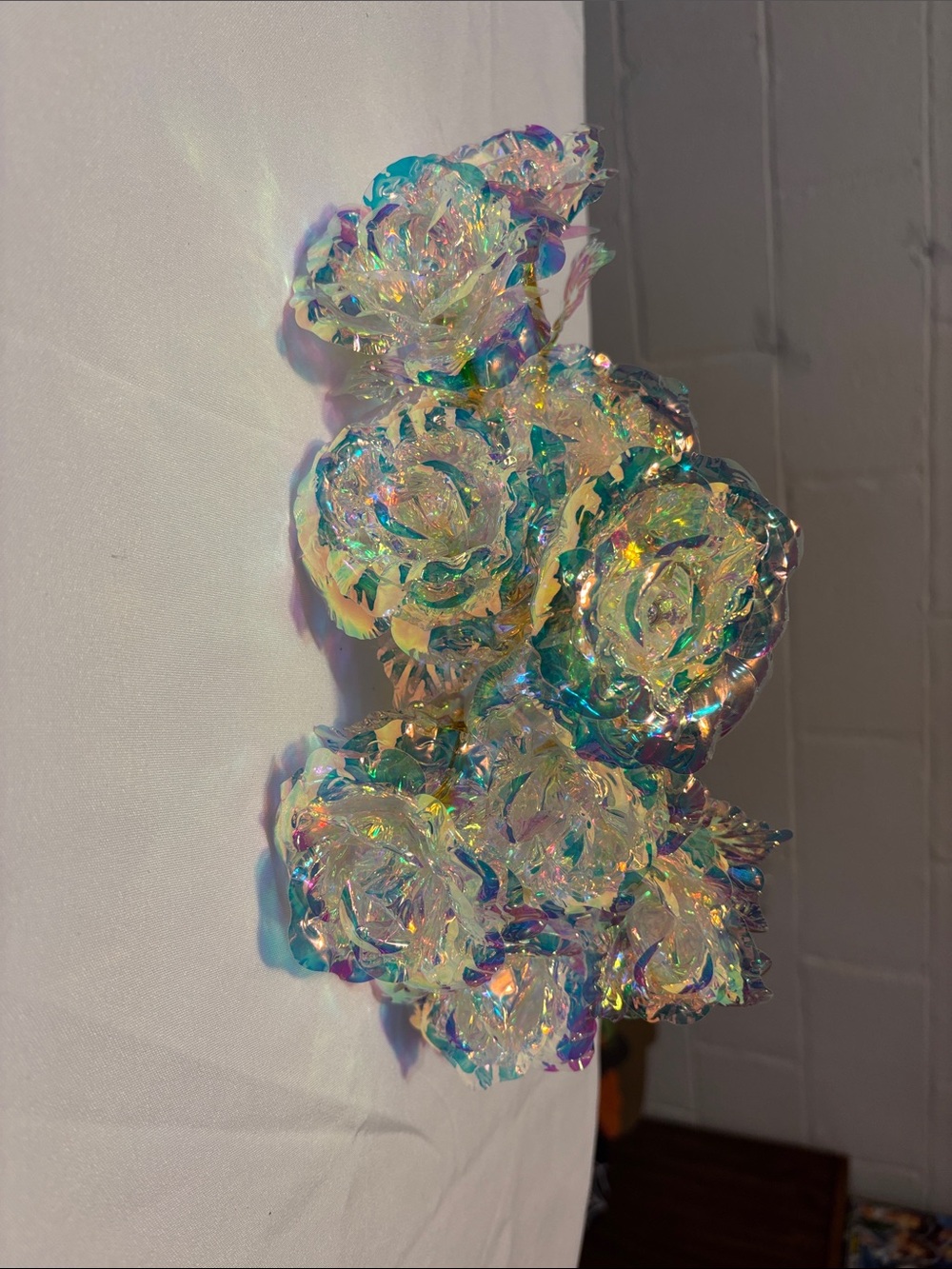 Iridescent Acrylic Roses with Gold Stems- Floral Accents